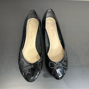B Martin Patent Leather Ballet Flats with Perforated Detail Black  Size…